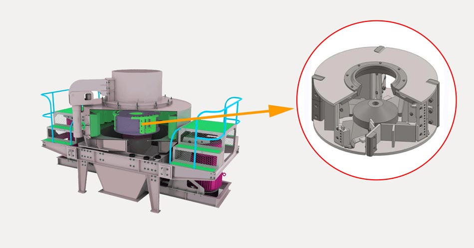 分料錐在VSI制砂機中的應用示意圖