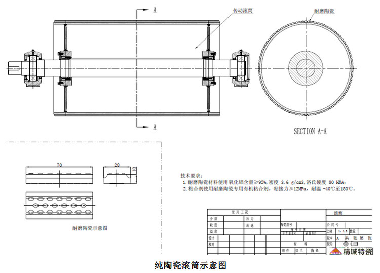 耐磨陶瓷滾筒-皮帶機陶瓷輥筒-輸送帶陶瓷滾筒